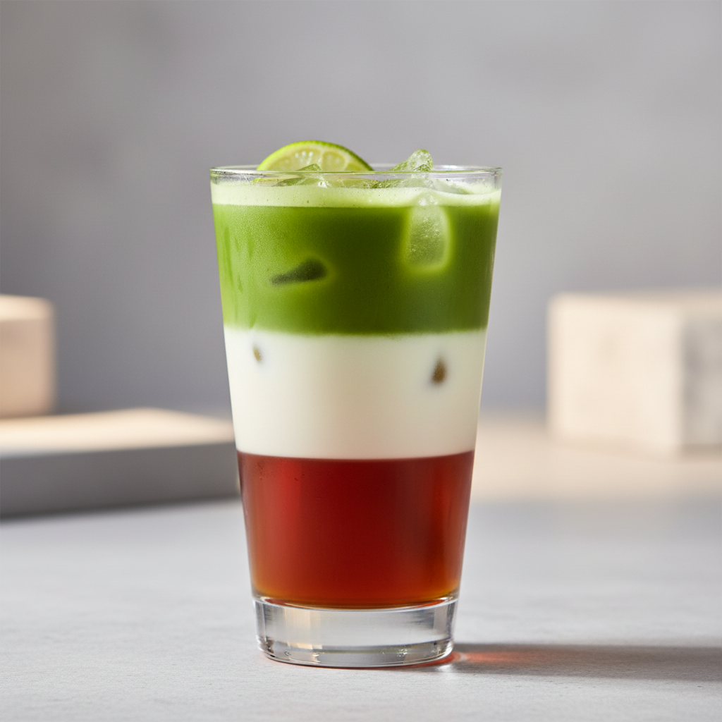 Matcha Tonic Iconic Style with Red, White, Green Layers