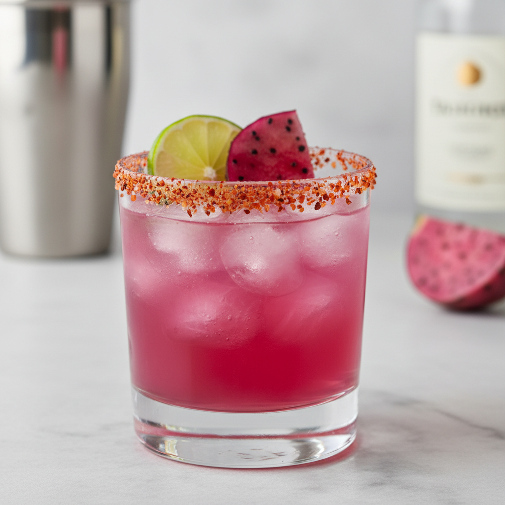 Prickly Pear Margarita Professional with Tajín Rim