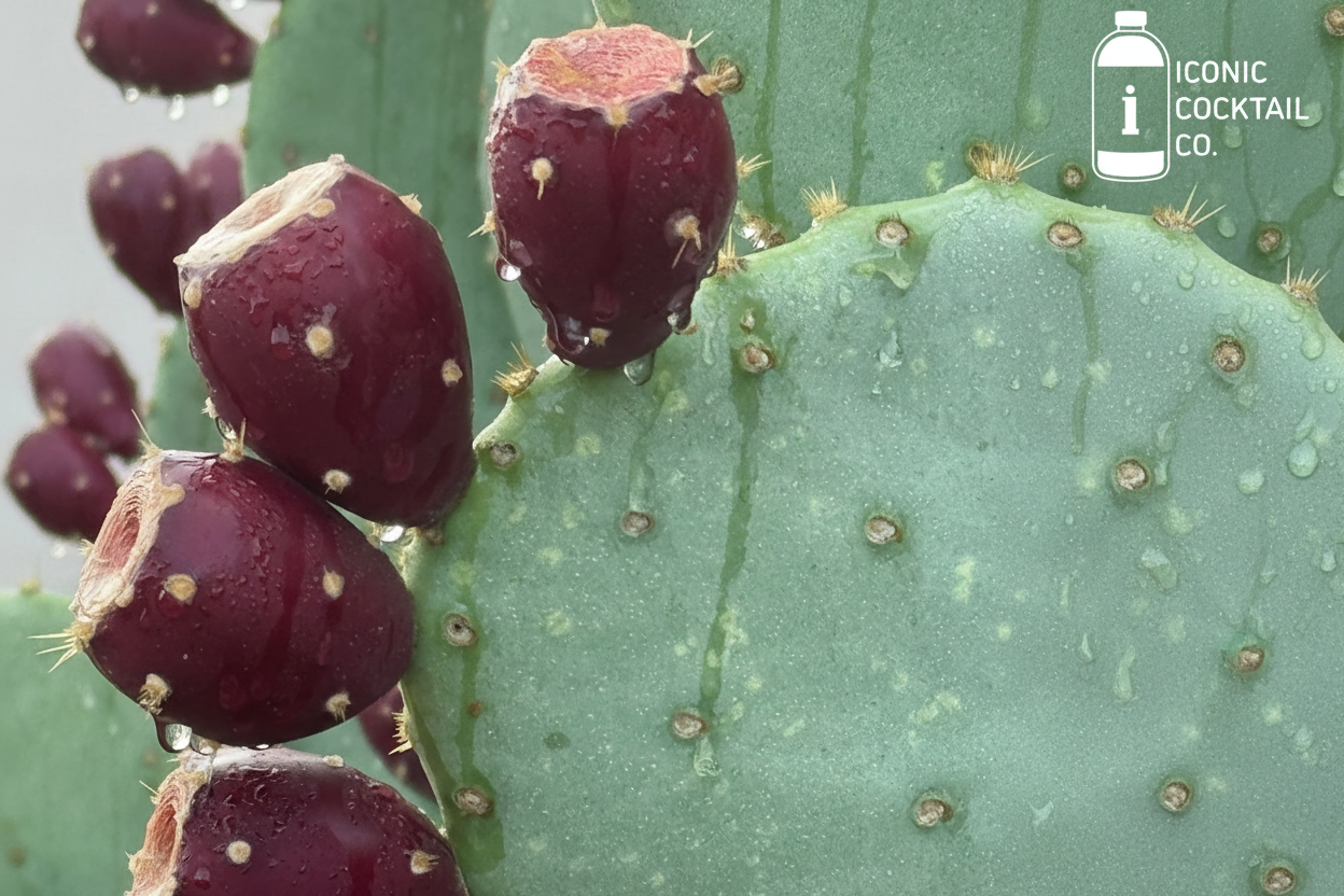 Prickly pear with Iconic Cocktail logo in top right
