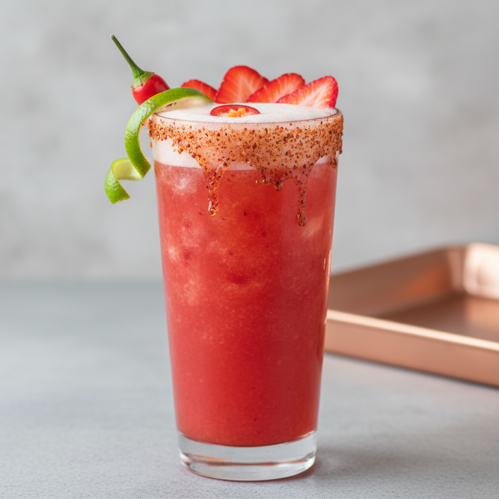 Spicy Strawberry Michelada Professional Product Image