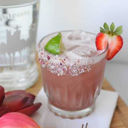 Strawberry Margarita with Strawberry Half Garnish
