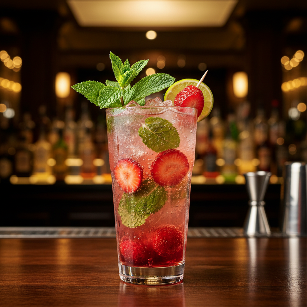 Strawberry Mojito in Bar Setting